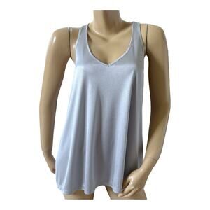 Jennifer Lopez JLO Tank Top Womens L Silver Metallic Sleeveless Shimmer V Neck